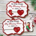 Old Couples,Gift For Husband,Gift For Wife,Gift For Boyfriend,Gift For Girlfriend,Christmas,Love - The Year I Found My Missing Piece Kissing Couples - Personalized Wooden Slide Ornament