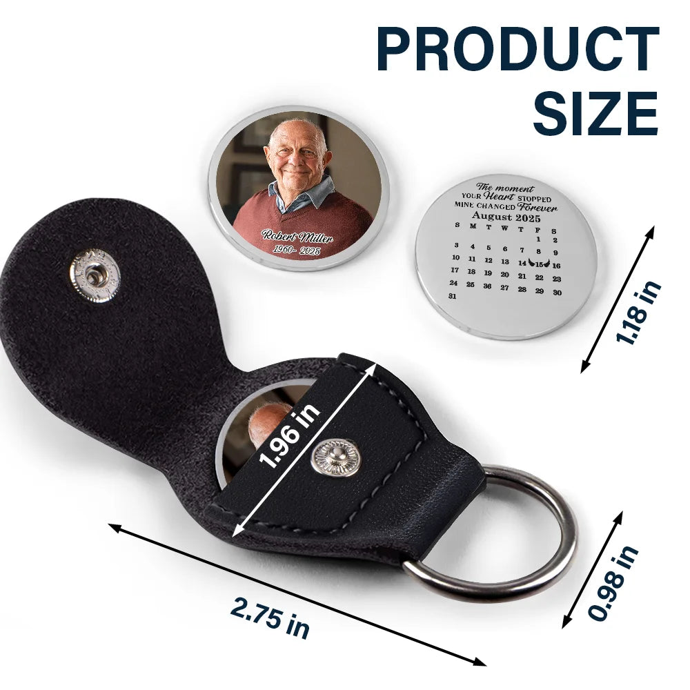 Memorial,Family,Parents,Gift For Grandparents,Sad,Top Market,Custom Photo - Custom Photo Calendar The Moment Your Heart Stopped Memorial - Personalized Leather Pocket Hug