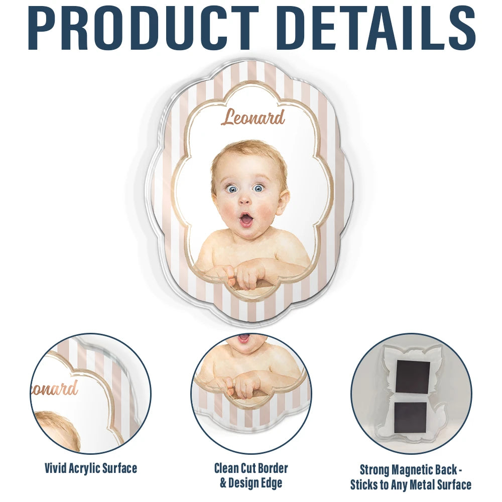 Dog Lovers,Cat Lovers,Pet Lovers,Happy,Family,Non-Eng,Photo - Watercolor (remove BG) - Custom Photo Realistic Watercolor Art Dog Cat Pet Baby Portrait Vintage - Personalized Acrylic Fridge Magnet