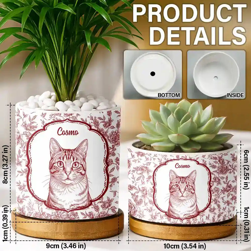 Dog Lovers,Pet Lovers,Cat Lovers,Happy,Non-Eng,Photo - Pencil Sketch - Custom Photo Pencil Sketch Dog Cat Pet Portrait Toile - Personalized Ceramic Plant Pot