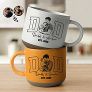 Gift For Husband,Gift For Yourself,Gift For Men,Gift For Father,New Dad,New baby,Top Market,Non-Eng,Photo - Pencil Sketch,Cozy - Custom Photo Pencil Sketch Dad Est Baby Newborn Kid - Personalized Pottery Mug