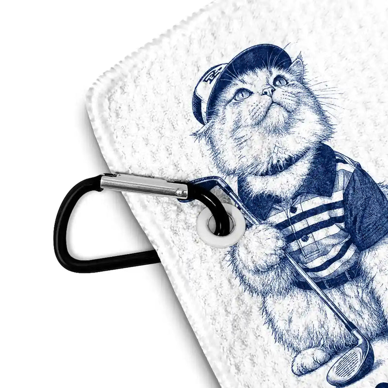 Dog Lovers,Pet Lovers,Cat Lovers,Golf,Non-Eng,Photo - Ink Drawing,Playful - Custom Photo Ink Drawing Funny Portrait Dog Cat Pet - Personalized Golf Towel