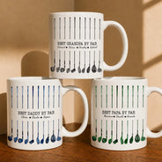 Gift For Husband,Gift For Yourself,Gift For Men,Gift For Father,Gift For Grandpa,Golf,Sport Dad,Dad's Hobby,Grandpa's Hobby,Icon,Proud - Best Dad By Par Golf Clubs - Personalized White Edge-to-Edge Mug