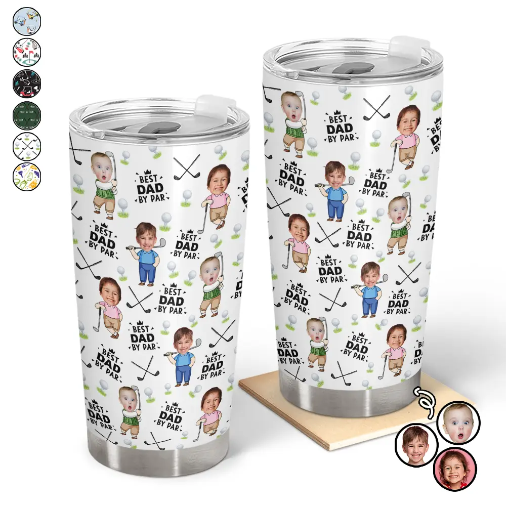 Custom Photo Best Dad By Par Funny Kid - Personalized Tumbler