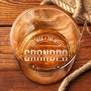 Gift For Father,Gift For Grandpa,Non-Eng,Custom Text,Humorous - Dad The Man The Myth The Legend Custom Kid Name - Personalized Engraved Whiskey Glass