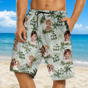 Gift For Husband,Gift For Yourself,Gift For Men,Gift For Father,Gift For Grandpa,Dog Lovers,Pet Lovers,Cat Lovers,Dog Dad,Cat Dad,Pet Dad,Summer,Non-Eng,Photo,Playful - Custom Photo Best Dog Dad Ever Tropical Palm Dog Cat Kid - Personalized Unisex Beach Shorts