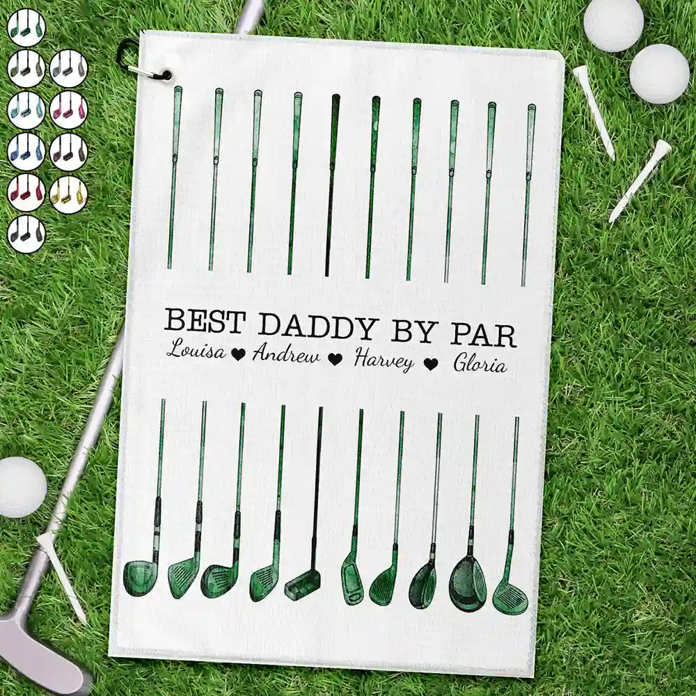 Best Dad By Par Golf Clubs - Personalized Golf Towel