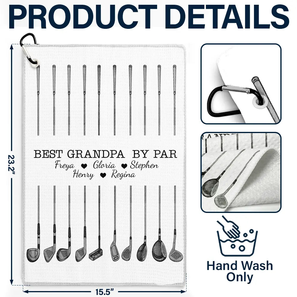 Gift For Husband,Gift For Yourself,Gift For Men,Gift For Father,Gift For Grandpa,Golf,Sport Dad,Dad's Hobby,Grandpa's Hobby,Non-Eng,Icon,Playful - Best Dad By Par Golf Clubs - Personalized Golf Towel