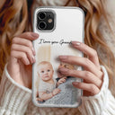 Gift For Husband,Gift For Yourself,Gift For Men,Gift For Father,Gift For Grandpa,Non-Eng,Photo - Watercolor (with BG),Cozy - Custom Photo Watercolor Painting I Love You Daddy Grandpa Pet Dad - Personalized Clear Phone Case