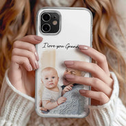 Gift For Husband,Gift For Yourself,Gift For Men,Gift For Father,Gift For Grandpa,Non-Eng,Photo - Watercolor (with BG),Cozy - Custom Photo Watercolor Painting I Love You Daddy Grandpa Pet Dad - Personalized Clear Phone Case