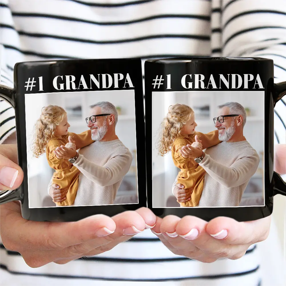 Gift For Husband,Gift For Yourself,Gift For Men,Gift For Father,Gift For Grandpa,Non-Eng,Photo,Cozy - Custom Photo Best Dad Ever No 1 Grandpa - Personalized Mug