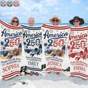 Independence Day,America 250th,Family,Gift For Sibling,Gift For Grandparents,Parents,Gift For Yourself,Gift For Bestie,Beach,Summer,Top Market,Proud - America 250 Freedom Feels Like Summer - Personalized Beach Towel