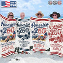 Independence Day,America 250th,Family,Gift For Sibling,Gift For Grandparents,Parents,Gift For Yourself,Gift For Bestie,Beach,Summer,Top Market,Proud - America 250 Freedom Feels Like Summer - Personalized Beach Towel