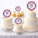 America 250th,Independence Day,Family,Proud,Custom Text - 250th Anniversary Thank You For Celebrating With Us - Personalized Acrylic Cake Topper