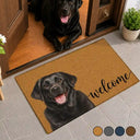 Custom Photo Colored Pencil Sketch Dog Cat Pet Welcome - Personalized Doormat