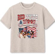 America 250th,Independence Day,Pet Lovers,Playful,Vector - Red White Woof - Personalized Vintage Washed T Shirt