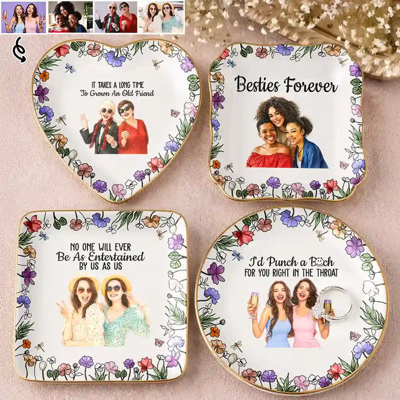 Custom Photo, Art Design, Gift For Bestie, Humorous, Photo - Colored Pencil - Custom Photo Colored Pencil Sketch No One Will Ever Be As Entertained By Us As Us - Personalized Ring Dish