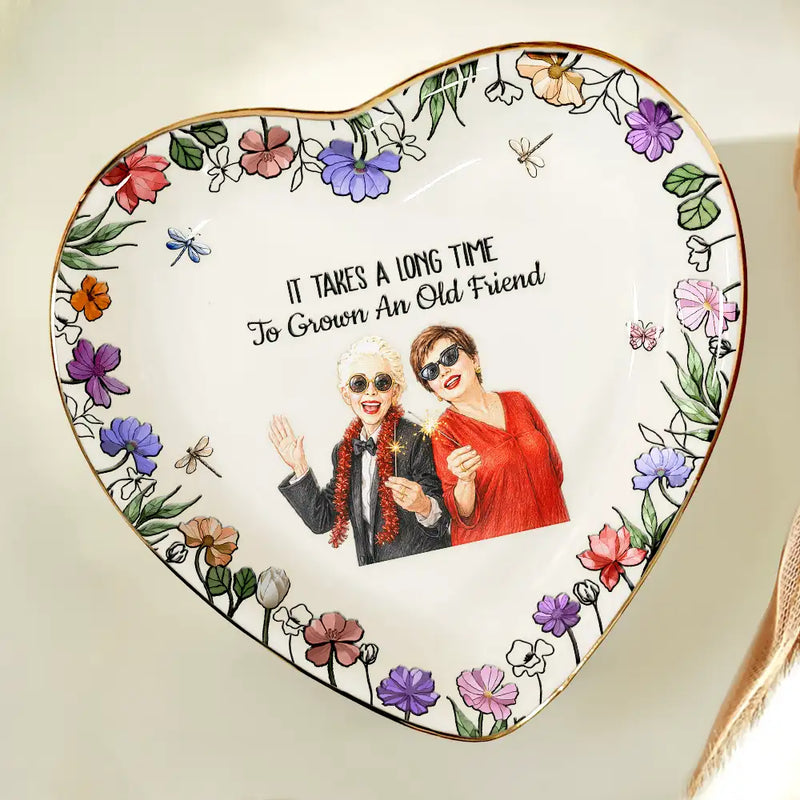 Custom Photo, Art Design, Gift For Bestie, Humorous, Photo - Colored Pencil - Custom Photo Colored Pencil Sketch No One Will Ever Be As Entertained By Us As Us - Personalized Ring Dish