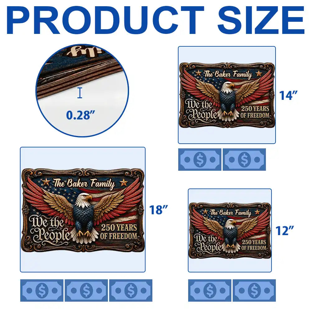 America 250th, Independence Day, Top Market, Family, Proud, Custom Text - We The People Of Freedom - Personalized Custom Shaped Wood Sign