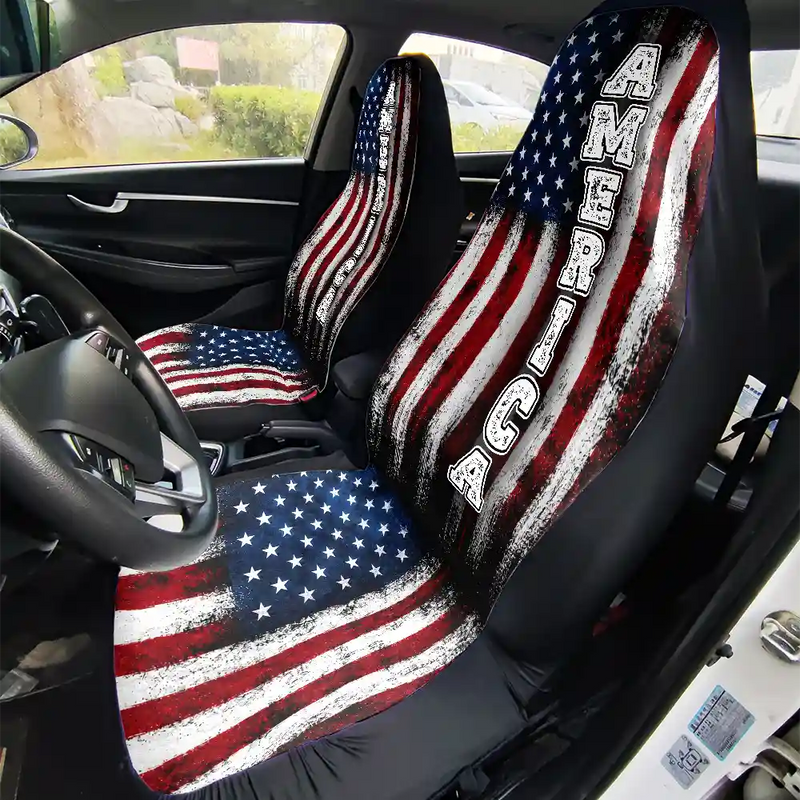 America 250th,Independence Day,Top Market,Family,Proud,Custom Text - American Freedom 250 Years - Personalized Car Seat Cover