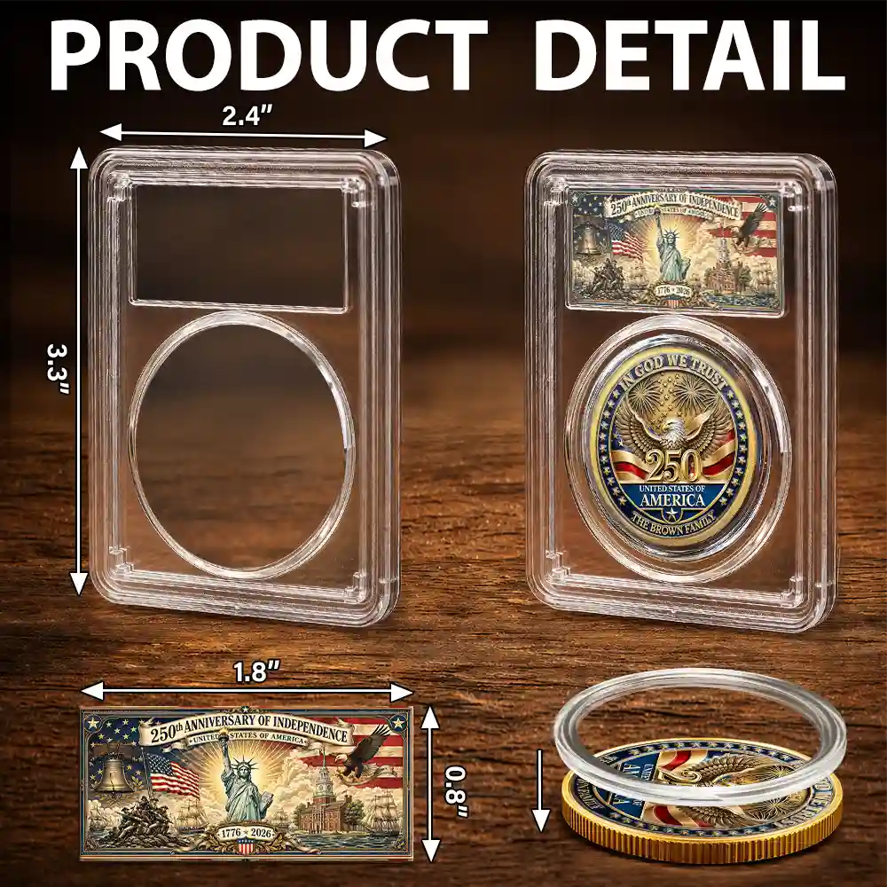 America 250th, Custom Photo, Independence Day, Family, Proud, Upload Full Photo, Custom Text - Custom Photo Family America In God We Trust - Personalized Commemorative Keepsake Coin