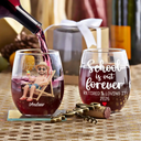Custom Photo, Art Design, Summer, Teacher, Retirement, Humorous, Photo - Beach Chair 3D Effect - Custom Photo 3D Summer Concept School Is Out Forever Retired And Loving It - Personalized Stemless Wine Glass