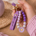 Sentimental, Icon - A True Friendship Is A Journey Without An End - Personalized Leather Beaded Keychain