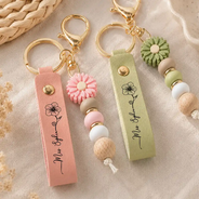 Teacher, Back To School, Proud, Icon - Thank You For Helping Us Grow - Personalized Leather Beaded Keychain