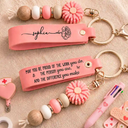 Nurse, Proud, Icon - Nurse Never Forget The Difference That You Make - Personalized Leather Beaded Keychain