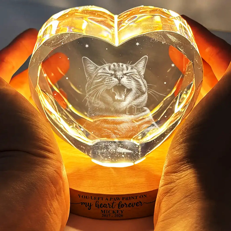Art Design,Healing,Pet Memorial,Pet Lovers,Memorial,Photo - Pencil Sketch - Dark BG - Custom Photo White Pencil Sketch Art Forever Loved Memorial Dog Cat - Personalized Crystal Heart Shaped Lamp