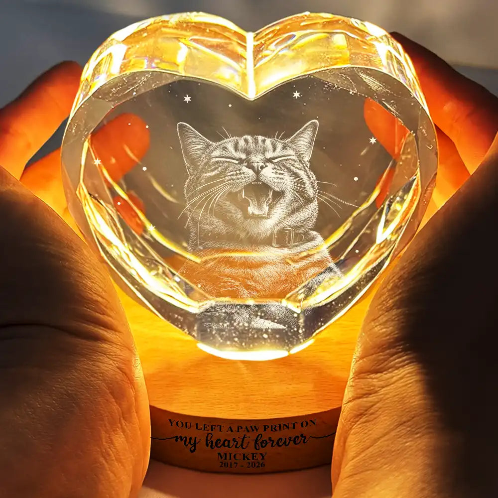 Art Design,Healing,Pet Memorial,Pet Lovers,Memorial,Photo - Pencil Sketch - Dark BG - Custom Photo White Pencil Sketch Art Forever Loved Memorial Dog Cat - Personalized Crystal Heart Shaped Lamp