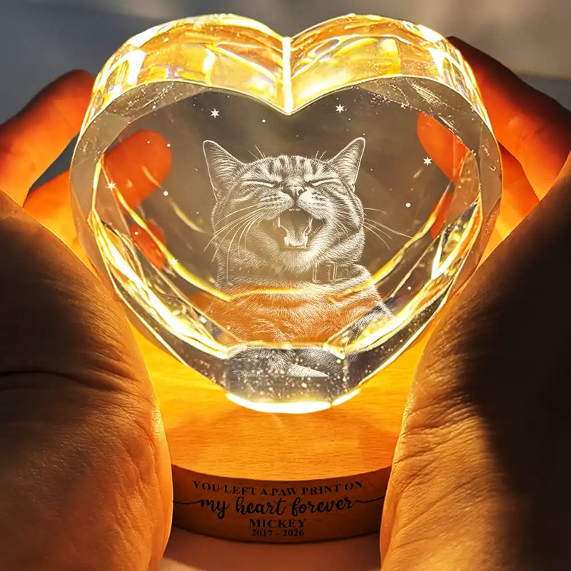 Art Design,Healing,Pet Memorial,Pet Lovers,Memorial,Photo - Pencil Sketch - Dark BG - Custom Photo White Pencil Sketch Art Forever Loved Memorial Dog Cat - Personalized Crystal Heart Shaped Lamp