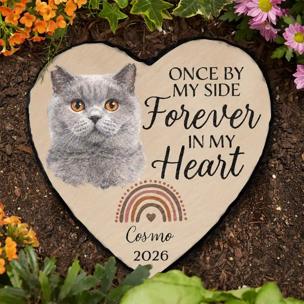 Art Design, Healing, Pet Memorial, Pet Lovers, Memorial, Photo - Watercolor - Remove BG - Custom Photo Realistic Watercolor Art I Crossed The Rainbow Bridge Knowing I Was Loved - Personalized Heart Memorial Garden Stone