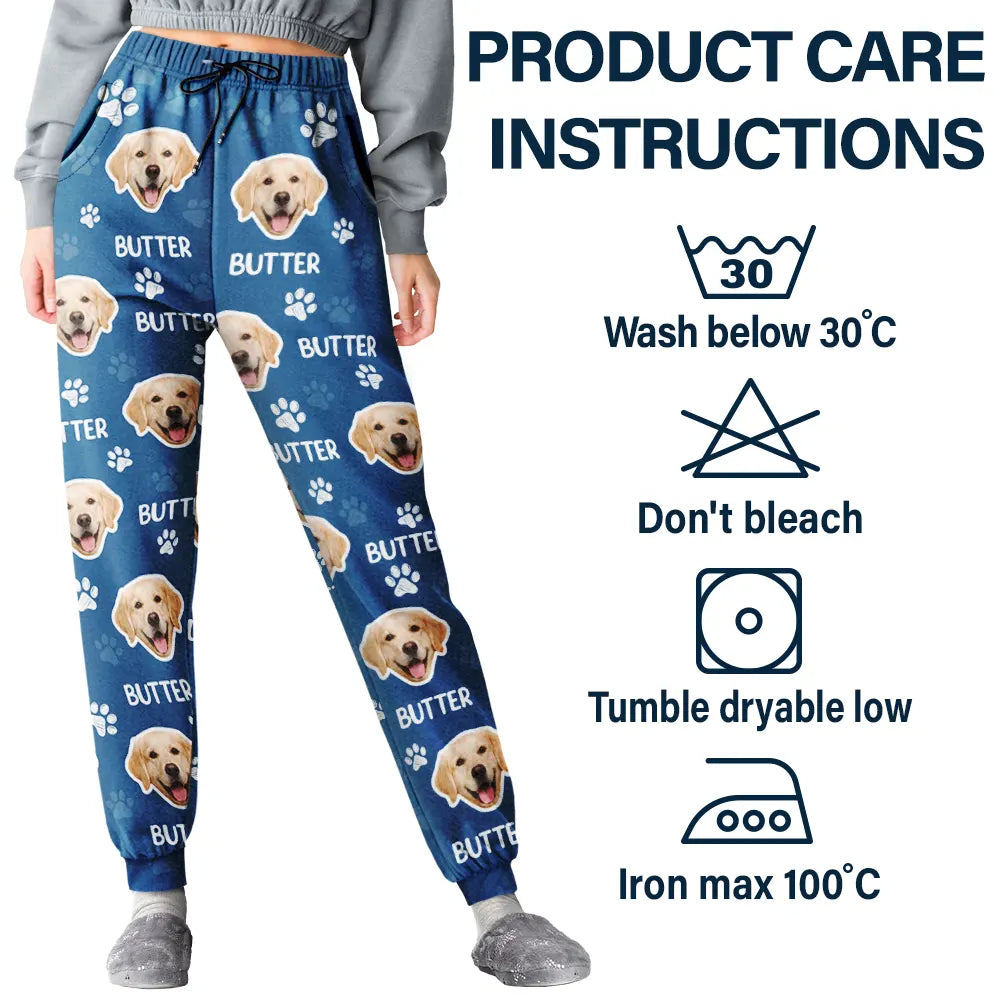 Playful,Custom Photo,Pet Lovers,Cut-Face Photo - Custom Photo Happy Dog Cat Pet - Personalized Pajama Pants