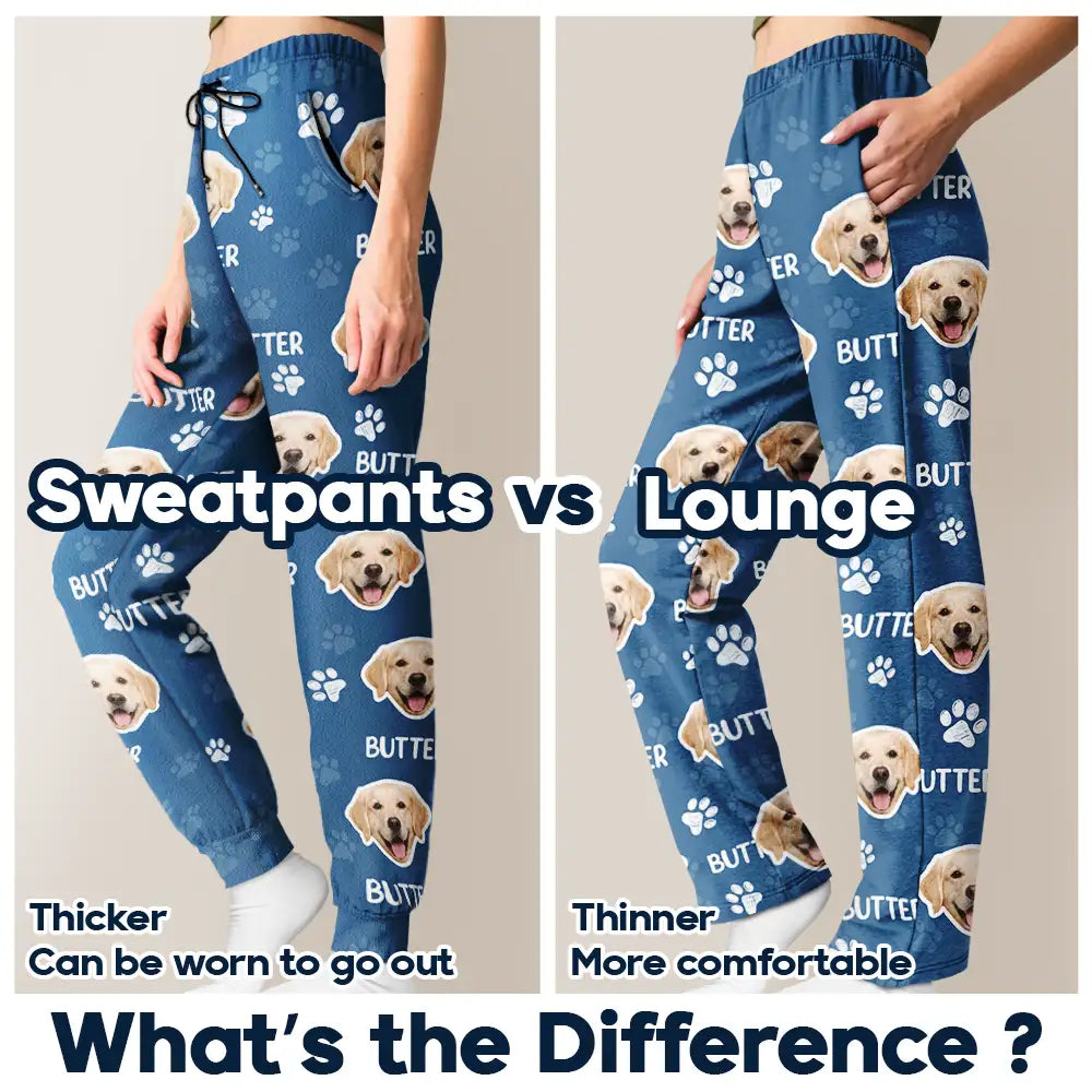 Playful,Custom Photo,Pet Lovers,Cut-Face Photo - Custom Photo Happy Dog Cat Pet - Personalized Pajama Pants