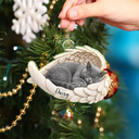 Art Design,Healing,Christmas,Pet Memorial,Pet Lovers,Memorial,Photo - Sleeping Pet Angle Wing - Custom Photo Sleeping Angel Remembrance Memorial Dog Cat Pet - Personalized Custom Shaped Acrylic Ornament
