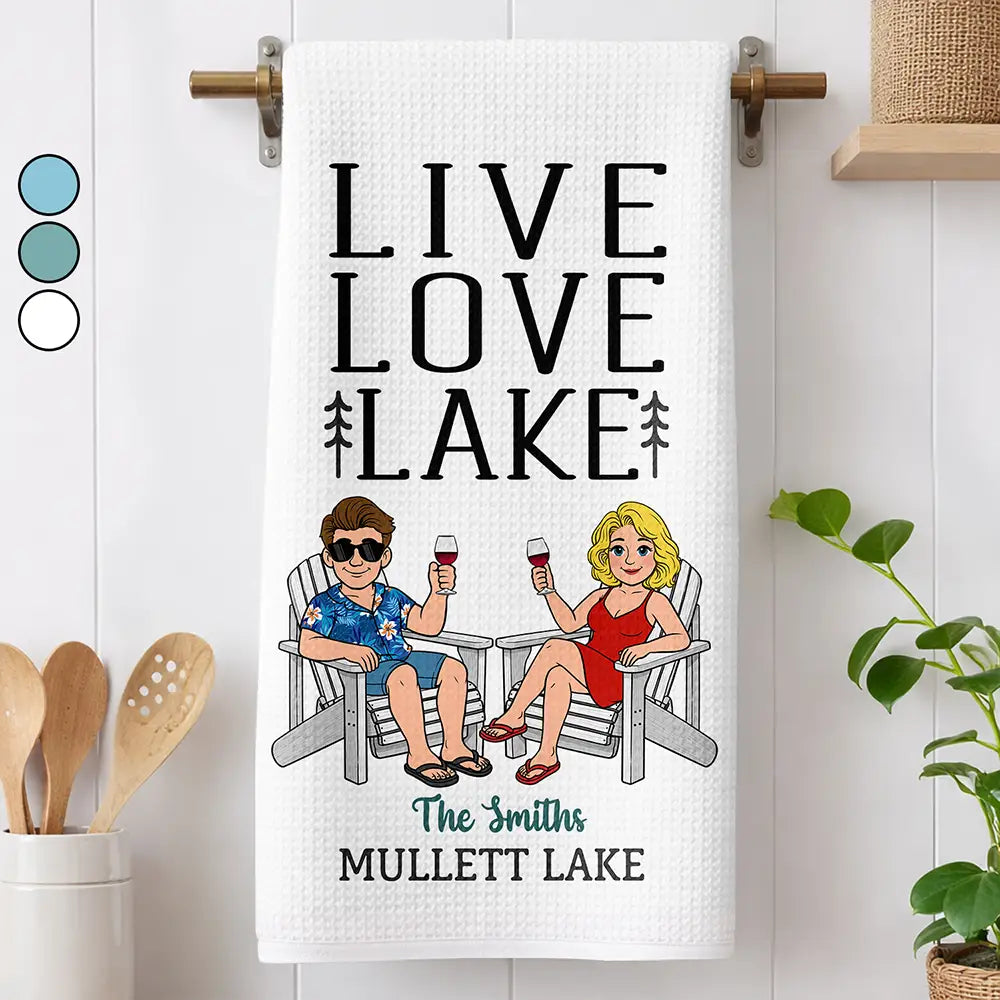 Live Love Lake Couple - Personalized Kitchen Towel