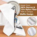 New House, Gift For Couples, Vector, Happy - Welcome New Home Decoration Animate Couple - Personalized Kitchen Towel