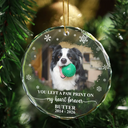 Healing,Christmas,Custom Photo,Pet Memorial,Pet Lovers,Memorial,Upload Full Photo - Custom Photo Forever Loved Memorial Dog Cat - Personalized Circle Glass Ornament