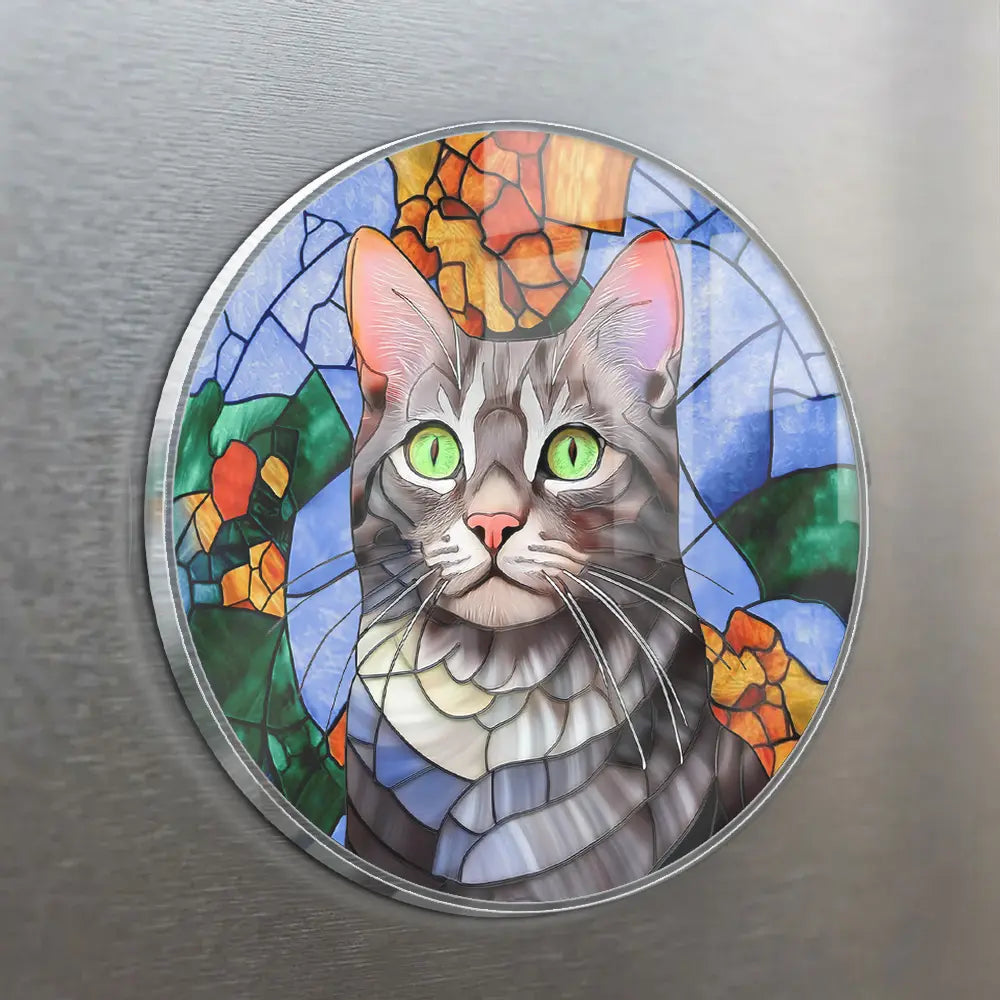 Art Design,Family,Photo - Stained Glass,Happy - Custom Photo Stained Glass Mom Grandma Parents Family - Personalized Acrylic Magnet