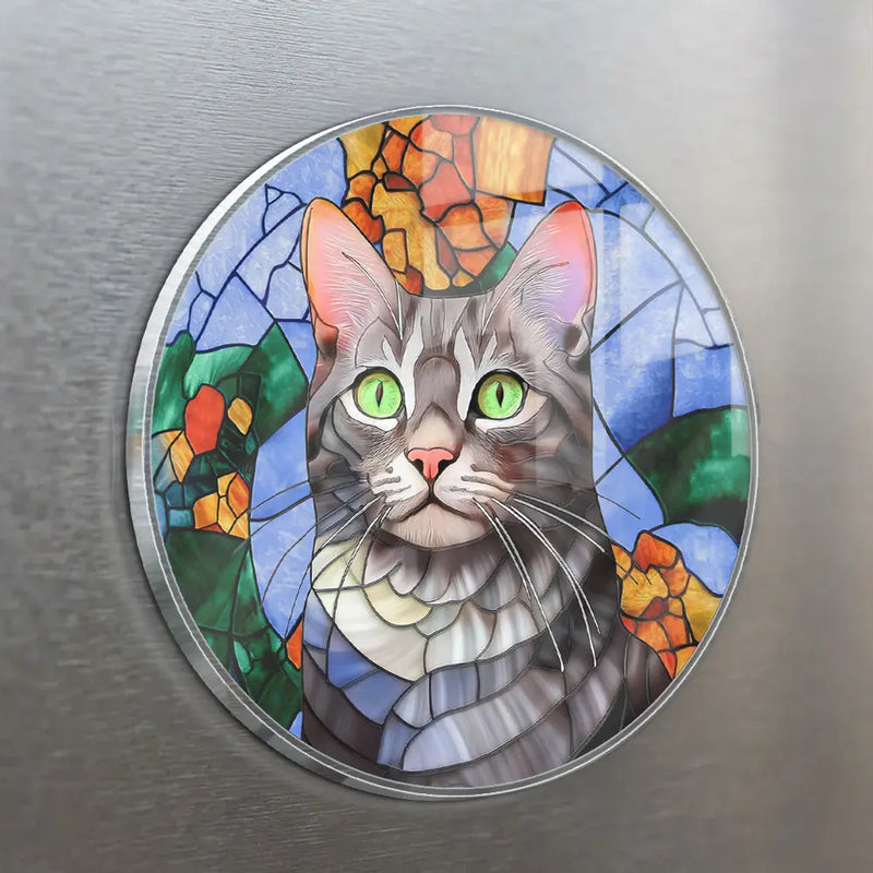Art Design,Family,Photo - Stained Glass,Happy - Custom Photo Stained Glass Mom Grandma Parents Family - Personalized Acrylic Magnet