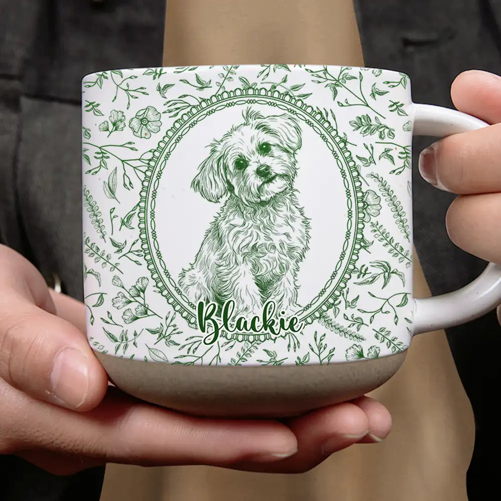 Art Design,Cozy,Pet Lovers,Photo - Pencil Sketch - Remove BG - Custom Photo Pencil Sketch Dog Cat Pet Portrait Toile Remembrance - Personalized Pottery Mug