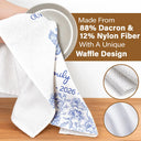 Christmas,Family,Icon,Happy - First Christmas As A Family Of Four Toile Footprints - Personalized Kitchen Towel