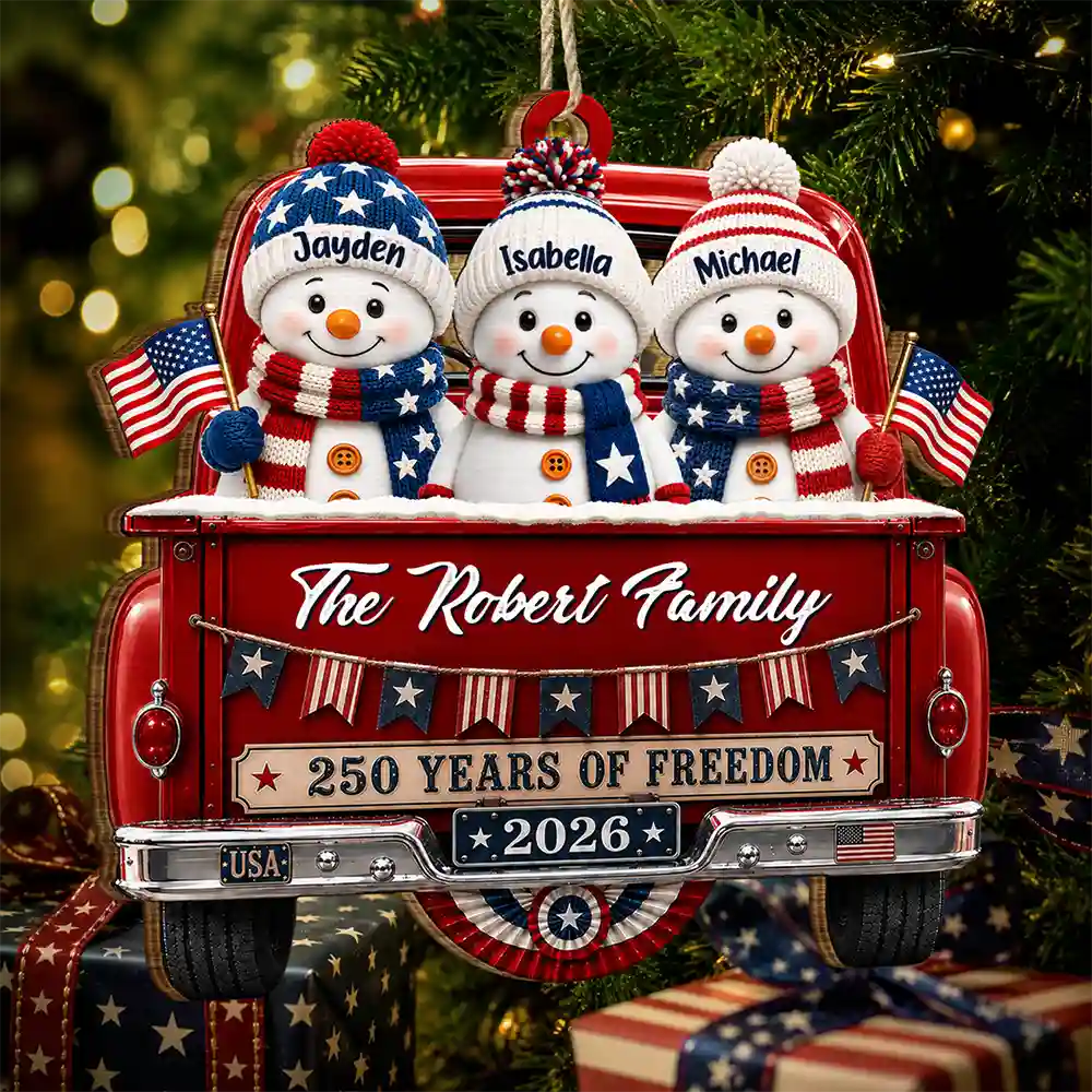 Snowman 250 Years Of Freedom - Personalized Custom Shaped Wooden Ornament