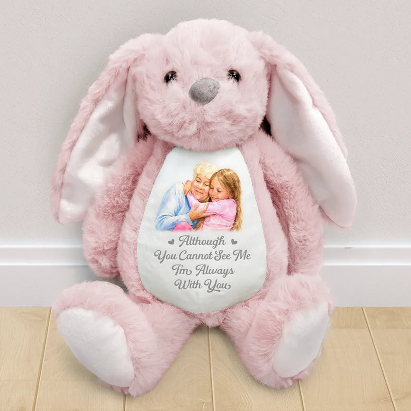 Parents, Art Design, Memorial Loved One, Healing, Memorial, Photo - Watercolor - Remove BG - Custom Photo Realistic Watercolor Art A Cuddle From Heaven Memorial - Personalized Soft Toy Bunny