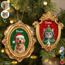 Art Design,Playful,Christmas,Pet Lovers,Photo - Christmas Accessories 3D Cartoon Pet - Custom Photo 3D Christmas Themed Pet Happy Dog Cat Pet - Personalized Ornate Frame
