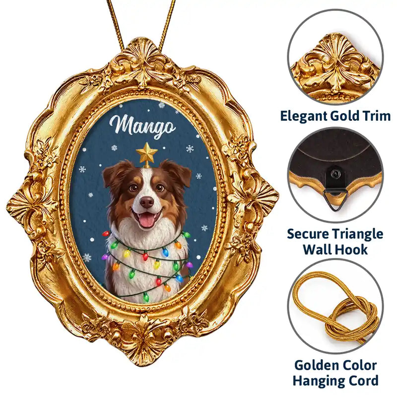 Art Design,Playful,Christmas,Pet Lovers,Photo - Christmas Accessories 3D Cartoon Pet - Custom Photo 3D Christmas Themed Pet Happy Dog Cat Pet - Personalized Ornate Frame