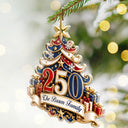 America 250th,Christmas,Proud,Family,Custom Text - 250 Years Of Freedom Christmas Tree - Personalized Custom Shaped Acrylic Ornament