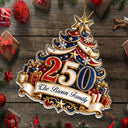 America 250th,Christmas,Proud,Family,Custom Text - 250 Years Of Freedom Christmas Tree - Personalized Custom Shaped Acrylic Ornament