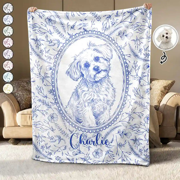 Art Design,Pet Memorial,Cozy,Pet Lovers,Memorial,Photo - Pencil Sketch - Remove BG - Custom Photo Pencil Sketch Dog Cat Pet Portrait Toile Remembrance - Personalized Fleece Blanket, Sherpa Blanket